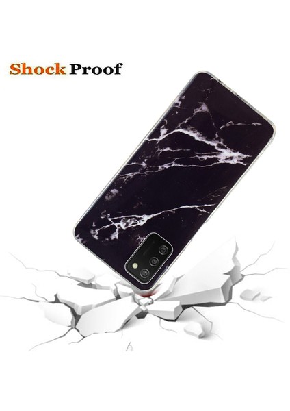 Samsung Galaxy A02S (164.2X75.9X9.1MM) Esnek Tpu Telefon Geri Kapağı Imd Mermer Desen Şok Geçirmez Kasa-Siyah (Yurt Dışından)