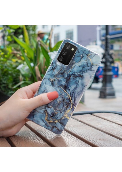 Samsung Galaxy A02S (164.2X75.9X9.1MM) Esnek Tpu Telefon Geri Kapağı Imd Mermer Desen Şok Geçirmez Vaka-Gri (Yurt Dışından)