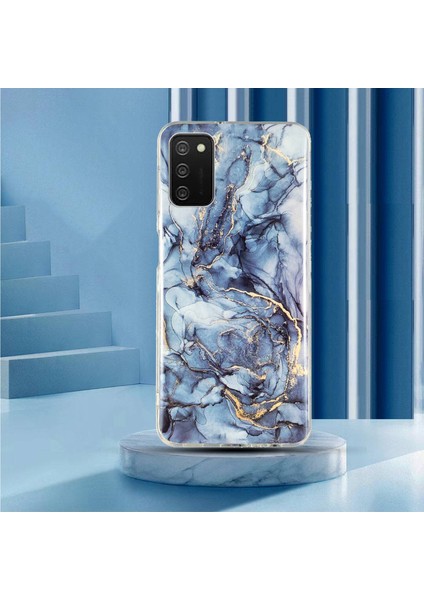 Samsung Galaxy A02S (164.2X75.9X9.1MM) Esnek Tpu Telefon Geri Kapağı Imd Mermer Desen Şok Geçirmez Vaka-Gri (Yurt Dışından)