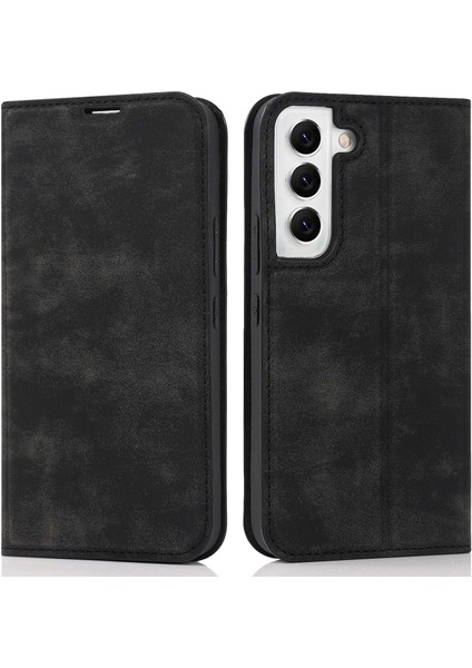 Samsung Galaxy S22 Için 5g Şok Geçirmez Rfıd Engelleme Pu Deri Telefon Kılıfı Otomatik Kapanış Manyetik Çizelge Anti-Çizelge Telefon Kapak Black (Yurt Dışından)