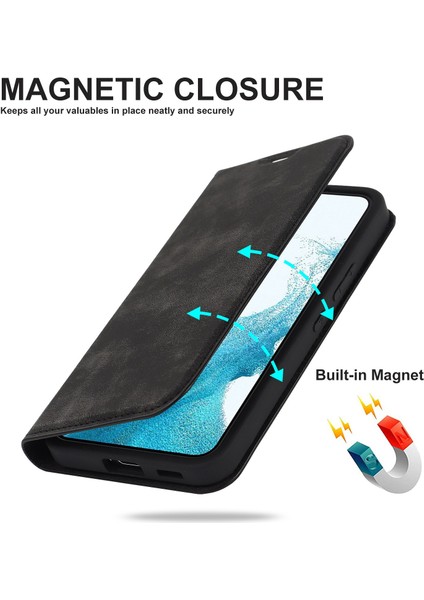 Samsung Galaxy S22 Için 5g Şok Geçirmez Rfıd Engelleme Pu Deri Telefon Kılıfı Otomatik Kapanış Manyetik Çizelge Anti-Çizelge Telefon Kapak Black (Yurt Dışından) indirimleri