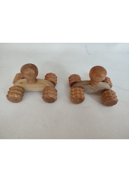( 3lü Set) Ahşap Masaj Seti 1 Adet Sırt Kaşıma ve 2 Adet Tekerlekli Masaj Aleti