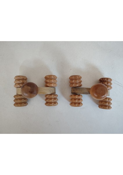 ( 3lü Set) Ahşap Masaj Seti 1 Adet Sırt Kaşıma ve 2 Adet Tekerlekli Masaj Aleti