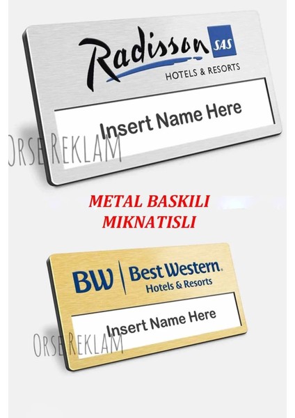 Yaka Kartı Isimliği Metal 6 Adet Iğneli