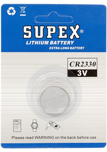 Supex CR2330 3 Volt Lityum Pil Tekli