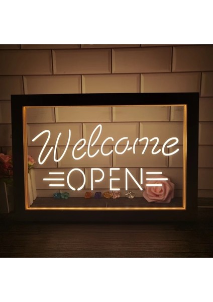 1 Renk Sıcak Renk 23X17CM Açık Karşılama Mağazası Ekran Çift Renkli LED Neon Burcu Fotoğraf Çerçevesi Yaratıcı Masa Lambası Yatak Odası Masası Ahşap 3D Gece Lambası (Yurt Dışından)