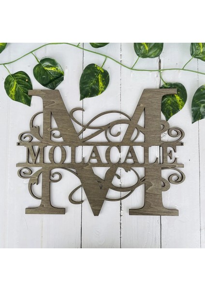 Ahşap 30 cm Genişlik Özel Soyadı Burcu Bölünmüş Ilk Dış Duvar Asılı Kişiselleştirilmiş Akrilik Ahşap Monogram Bahçe Kapı Dekor Eve Taşınma Hediye (Yurt Dışından)