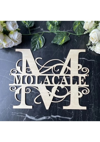 Ahşap Dikdörtgen 25 cm Genişlik Özel Ahşap Monogram Aile Adı Burcu Ilk Bölünmüş Mektup Kişiselleştirilmiş Duvar Asılı Düğün Işareti Dekor Eve Taşınma Hediye (Yurt Dışından)