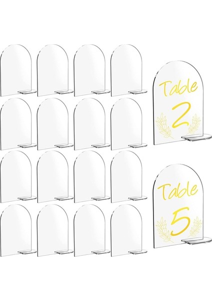 1 Takım 10X15CM 5 Adet/takım Şeffaf Kemer Akrilik Işareti Standı ile Boş Kemerli Yuvarlak Üst Akrilik Levha Dıy Masa Numaraları Düğün Adı Etiketi Yer Kartı (Yurt Dışından)