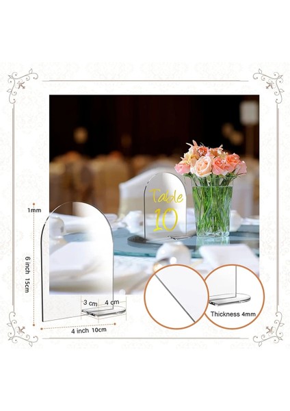 1 Takım 10X15CM 5 Adet/takım Şeffaf Kemer Akrilik Işareti Standı ile Boş Kemerli Yuvarlak Üst Akrilik Levha Dıy Masa Numaraları Düğün Adı Etiketi Yer Kartı (Yurt Dışından) modelleri