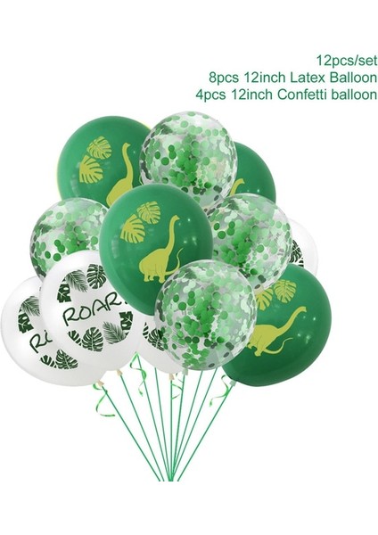 Balon Seti Dinozor Doğum Günü Tek Kullanımlık Sofra Jurassic Dinozor Parti Dekorasyon Çocuklar Bebek Duş Jungle Safari Doğum Günü Partisi Malzemeleri (Yurt Dışından)