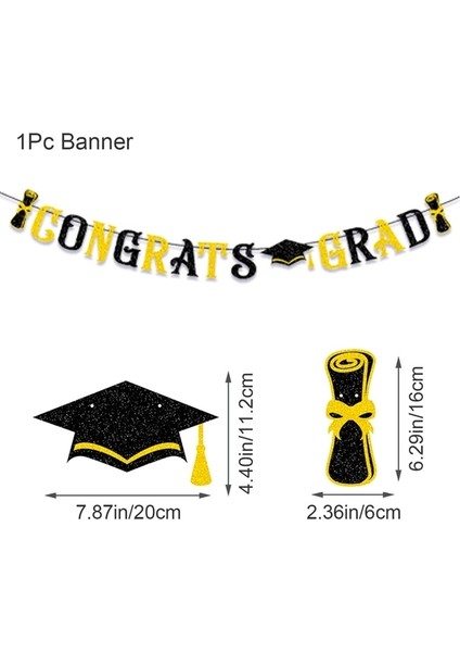 Banner 12 Tebrik Mezunlar Süslemeleri 2023 Sınıfı Mezuniyet Dekor Banner Bachelor's Cap Kapı Perdesi Gözlük Grad Parti Malzemeleri (Yurt Dışından) fiyatları