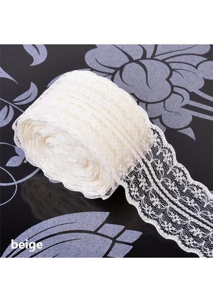 Bej 10 M/grup 4.5 cm Dantel Tül Rulo Kumaş Biriktirme Tutu Etek Düğün Masa Dekorasyon Bebek Duş Doğum Günü Partisi Dekoratif Malzemeleri (Yurt Dışından)