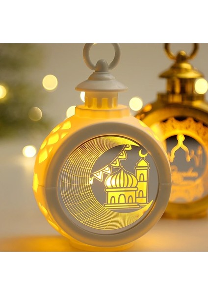 Yuvarlak Altın Saray 2023 Eıd Mubarak LED Taşınabilir Gaz Lambası Müslüman Gurbang Kareem Ramazan Dekorasyon Ev Rüzgar Fener Kurban Bayramı Süsler (Yurt Dışından)