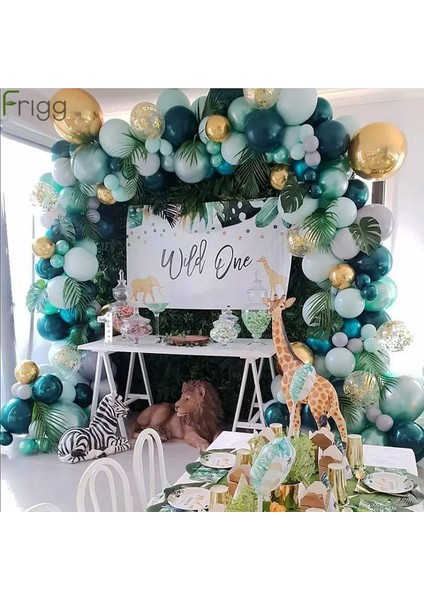 Hayvan Balon Seti Orman Hayvanları Tek Kullanımlık Sofra Orman Safari Doğum Günü Partisi Dekorasyon Çocuk Çocuk 1. Doğum Günü Cinsiyet Ortaya Bebek Duş Dekor (Yurt Dışından)