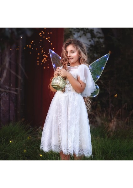 Yeşil Dıy B Parlayan Peri Kanatları Cadılar Bayramı Cosplay Noel Çocuklar Için Fotoğraf Sahne Parti Dekorasyon Light Up Kelebek Kanatları Kız (Yurt Dışından) fırsatları