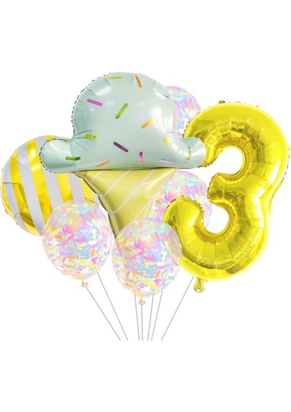 Gold3 Donut Dondurma Alüminyum Folyo Beş Köşeli Yıldız Balon Bebek Duş Doğum Günü Mutlu Parti Şeker Dekorasyon Tatlı Numarası Ss2 (Yurt Dışından)