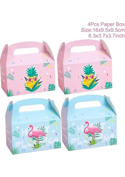 4 Adet Kutu Hawaii Parti Süslemeleri Yapay Çiçek Garland Yaz Tropikal Aloha Hawaii Parti Malzemeleri Düğün Doğum Günü Flamingo Dekor (Yurt Dışından)