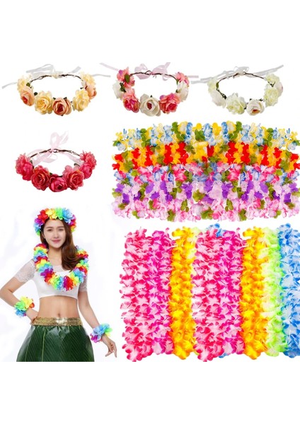 4 Adet Kutu Hawaii Parti Süslemeleri Yapay Çiçek Garland Yaz Tropikal Aloha Hawaii Parti Malzemeleri Düğün Doğum Günü Flamingo Dekor (Yurt Dışından)