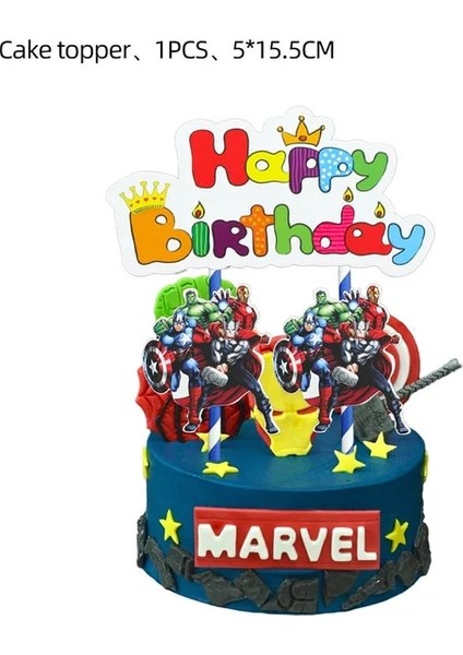 1 Adet Kek Topper Süper Kahraman Parti Dekorasyon Avengers Tema Karikatür Sofra Kağıt Bardak Tabak Peçeteler Çocuklar Parti Doğum Günü Dekor Malzemeleri Şekeri (Yurt Dışından)