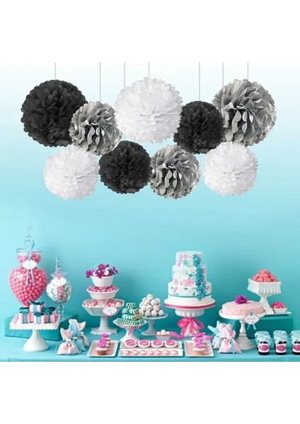 Stil I 9 Adet 4-6 Inç Doku Kağıt Pom Poms Çiçek Topları Noel Cadılar Bayramı Ev Dekorasyon Düğün Doğum Günü Partisi Duvar Asılı (Yurt Dışından)