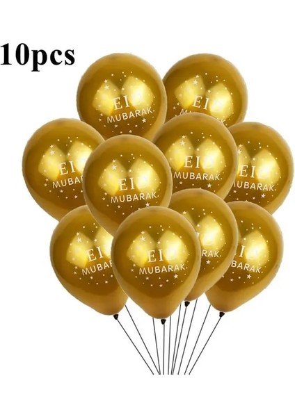 10 Adet Eid Mubarak Balon/afiş Ramazan Dekorasyon Ev Için 2023 Yardım Al-Fitr Mubarak Kareem Ev Islam Müslüman Parti Festivali Kaynağı (Yurt Dışından)