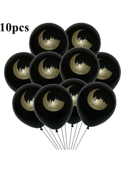 10 Adet Eid Mubarak Balon/afiş Ramazan Dekorasyon Ev Için 2023 Yardım Al-Fitr Mubarak Kareem Ev Islam Müslüman Parti Festivali Kaynağı (Yurt Dışından)