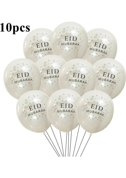 10 Adet Eid Mubarak Balon/afiş Ramazan Dekorasyon Ev Için 2023 Yardım Al-Fitr Mubarak Kareem Ev Islam Müslüman Parti Festivali Kaynağı (Yurt Dışından)
