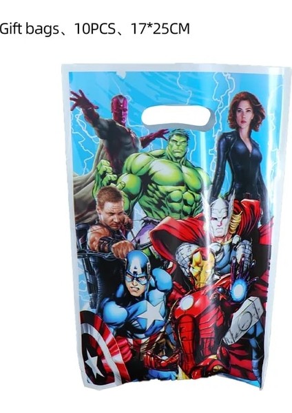 10 Adet Hediye Çantası Süper Kahraman Parti Malzemeleri Avengers Temalı Kek Topper Tek Kullanımlık Sofra Masa Örtüsü Balon Çocuklar Için Doğum Günü Partisi Dekorasyon (Yurt Dışından)