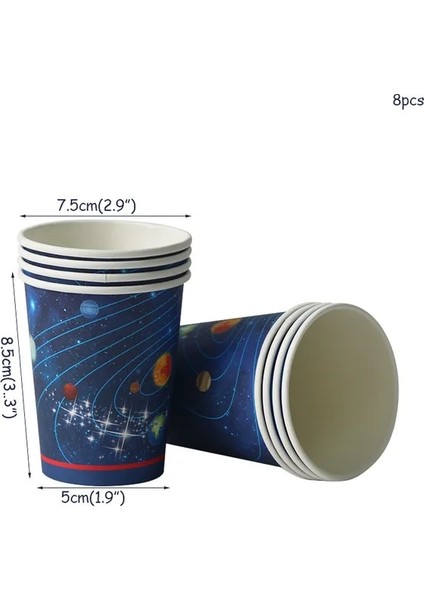 8 Adet Bardak Astronot Roket Tema Parti Kağıt Gözlük Dış Uzay Parti Komik Dekoratif Renkli Gözlük Mutlu Doğum Günü Partisi Dekoru Çocuk Boy (Yurt Dışından)