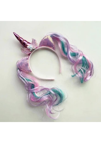Pembe Unicorn 1. Doğum Günü Kız Kafa Bandı Bebek Duş Parti Sevimli Çocuklar Saç Çember Hairbands Aksesuarları Unicorn Parti Dekor Şapkalar (Yurt Dışından)
