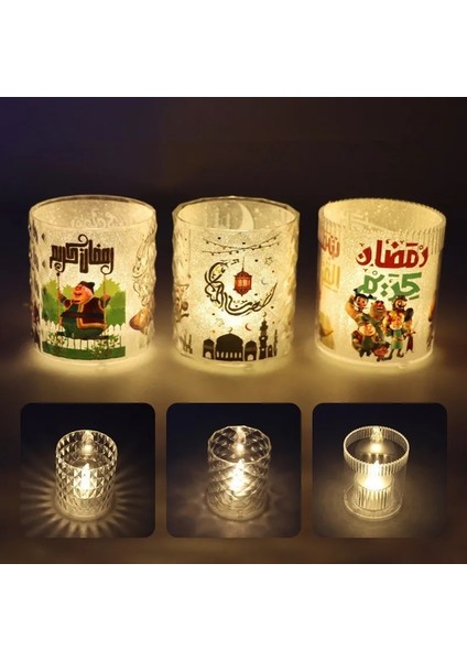 Beyaz 2023 Eid Mubarak LED Mum Işıkları Ramazan Süs Lambası Ev Dekorasyon Için Islam Müslüman Parti Gece Lambası Dekor Kareem Hediye (Yurt Dışından)