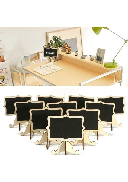 8.3X9X6 cm 10 Adet Mini Ahşap Yazı Tahtası Kara Tahta Mesaj Düğün Parti Etiket Masa Süsü (Yurt Dışından)