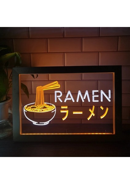 Beyaz ve Turuncu 23X17 cm Ramen Japon Erişte Mağazası Ekran Çift Renkli LED Neon Burcu Fotoğraf Çerçevesi Yaratıcı Masa Lambası Yatak Odası Masası Ahşap -Sy Xıongdı (Yurt Dışından)