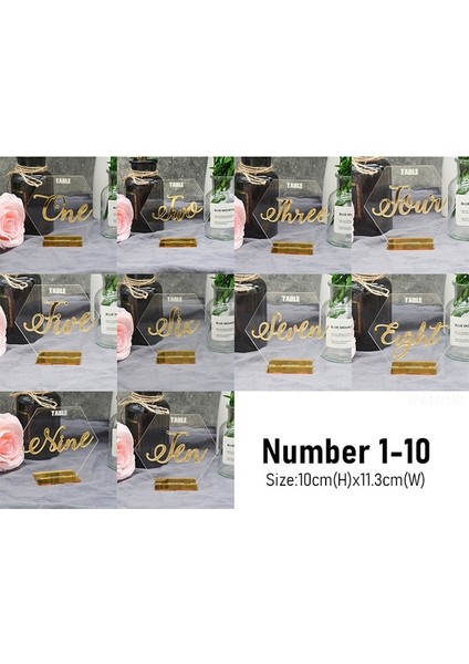 Numarası 1-10 10X11.3 cm 1-15 Akrilik Masa Numarası Burcu Seti Altıgen Kabartmalı Numarası Yer Kartları Tutucu ile Düğün Doğum Günü Partisi Etkinlikleri Dekor Malzemeleri (Yurt Dışından)