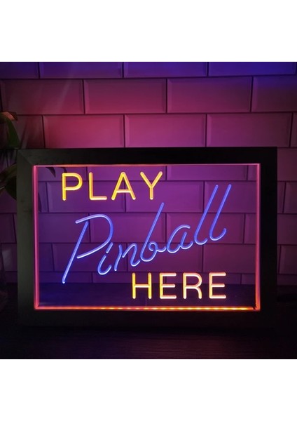 Mavi ve Sarı 23X17 cm Langırt Odası Burada Oyna Oyunu Man Cave Bar Çift Renkli LED Neon Burcu Fotoğraf Çerçevesi Yatak Odası Masası 3D Gece Lambası (Yurt Dışından)