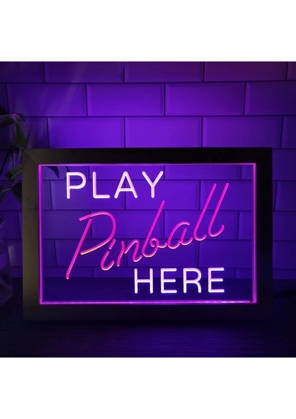 Kırmızı ve Mor 23X17 cm Langırt Odası Burada Oyna Oyunu Man Cave Bar Çift Renkli LED Neon Burcu Fotoğraf Çerçevesi Yatak Odası Masası 3D Gece Lambası (Yurt Dışından)