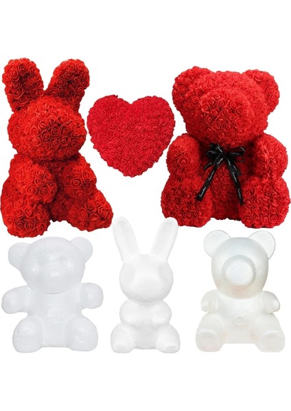 100 Adet S013 LED Gül Teddy Bear Sevgililer Günü Hediyesi Dıy Doğum Günü Hediyesi Polistiren Strafor Ayı Bunny Kalp Kalıp Paskalya Için (Yurt Dışından)