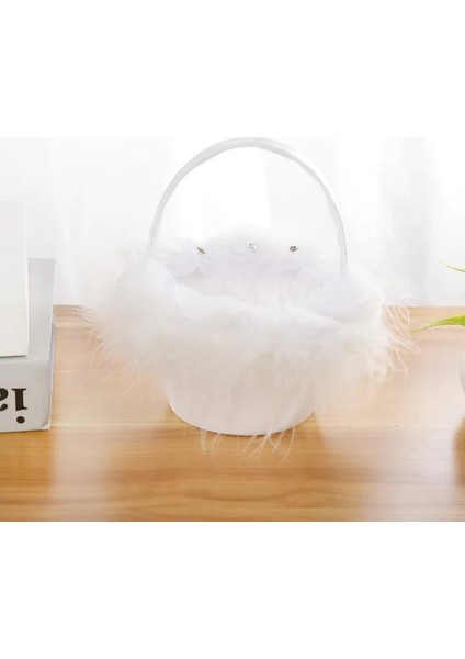 03 Beyaz Düğün Çiçek Sepeti Ipek Çiçek Kız Sepeti Düğün Dekorasyon Için Düğün Nedime Çiçek Petal Sepeti 20 Cm/6.5 Inç (Yurt Dışından)