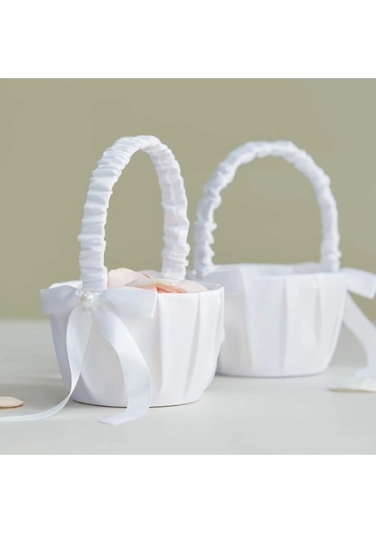 03 Beyaz Düğün Çiçek Sepeti Ipek Çiçek Kız Sepeti Düğün Dekorasyon Için Düğün Nedime Çiçek Petal Sepeti 20 Cm/6.5 Inç (Yurt Dışından) modelleri