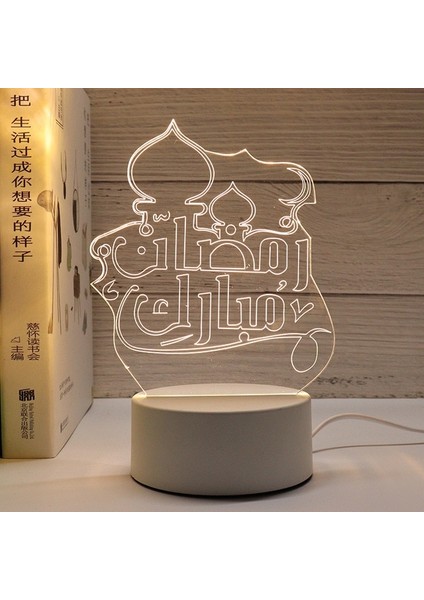 Gece Lambası-7 USB Çalıştırma 3D Gece Lambası Eıd Mubarak Dekor Süs 2023 Islam Müslüman Ramazan Kareem Dekorasyon Ev Gurbang Eid Al Kurban Bayramı (Yurt Dışından)