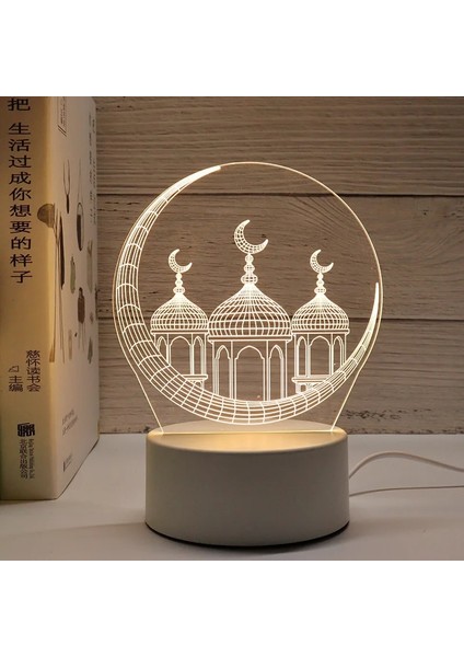 Gece Lambası-7 USB Çalıştırma 3D Gece Lambası Eıd Mubarak Dekor Süs 2023 Islam Müslüman Ramazan Kareem Dekorasyon Ev Gurbang Eid Al Kurban Bayramı (Yurt Dışından)