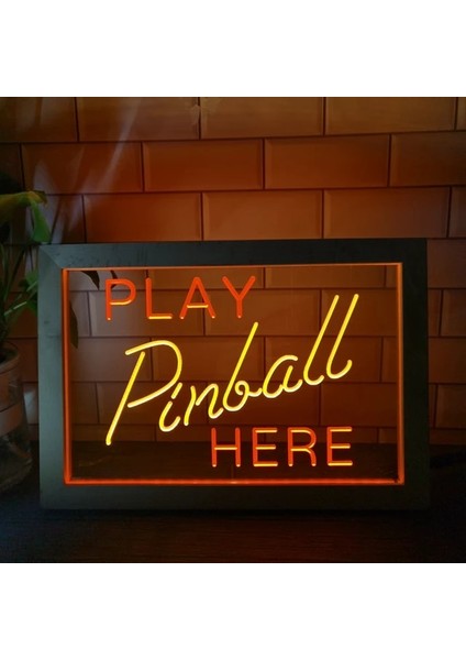 Kırmızı ve Sarı 23X17 cm Langırt Odası Burada Oyna Oyunu Man Cave Bar Çift Renkli LED Neon Burcu Fotoğraf Çerçevesi Yatak Odası Masası 3D Gece Lambası (Yurt Dışından)