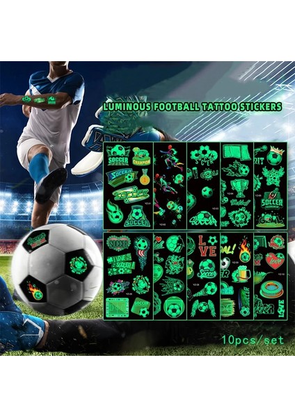 10 Adet Set B Futbol Partisi Dekorasyon Aydınlık Dövme Çıkartma Futbol Tema Parlayan Çıkartmalar Çocuk Boys Mutlu Futbol Doğum Günü Partisi Dekorları (Yurt Dışından) fiyatları