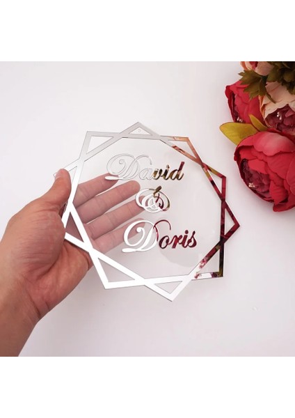 Gümüş 25 cm Özel Akrilik Ayna Düğün Adı Burcu Kişiselleştirilmiş Masa Süsü Gelin Damat Çerçeve Parti Dekor Konuk Hediyeler Fotoğraf Sahne Favor (Yurt Dışından) fiyatları