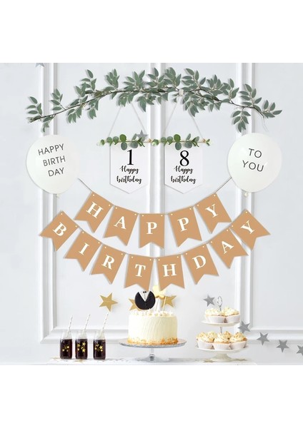 100 Gün 1 Takım 1-9th Doğum Günü Partisi Süslemeleri Kraft Doğum Günü Bunting Çelenk Mutlu Doğum Günü Dekorasyon Ilk Doğum Günü Kız Erkek Partisi (Yurt Dışından) indirimleri
