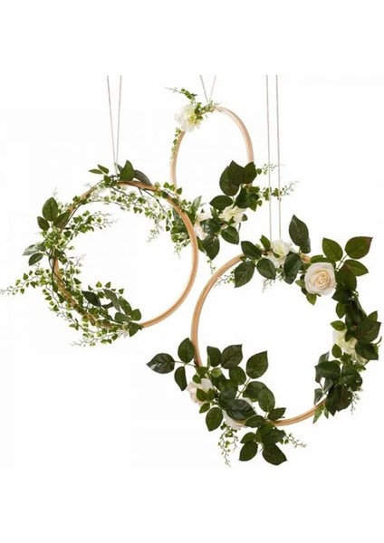 1 Adet 2 M Çiçek C 10-29 cm Bambu Halka Ev Dekor Yapay Gül Çiçek Taşınabilir Daire Ahşap Çember Çelenk Rustik Düğün Dekorasyon Asılı Çelenk (Yurt Dışından)