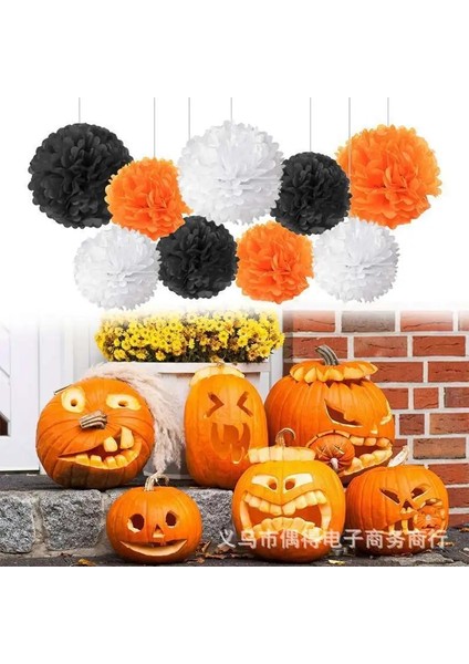 Stil D 9 Adet 4-6 Inç Doku Kağıt Pom Poms Çiçek Topları Noel Cadılar Bayramı Ev Dekorasyon Düğün Doğum Günü Partisi Duvar Asılı (Yurt Dışından) modelleri