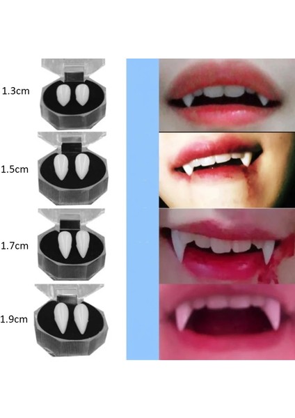 1.7cm Tutkal Yok 1 Çift Vampir Dişleri Dişleri Protez Sahne Cadılar Bayramı Kostüm Sahne Yanlış Dişler Katı Tutkal Protez Yapıştırıcı Cadılar Bayramı Partisi Dekoru (Yurt Dışından) modelleri
