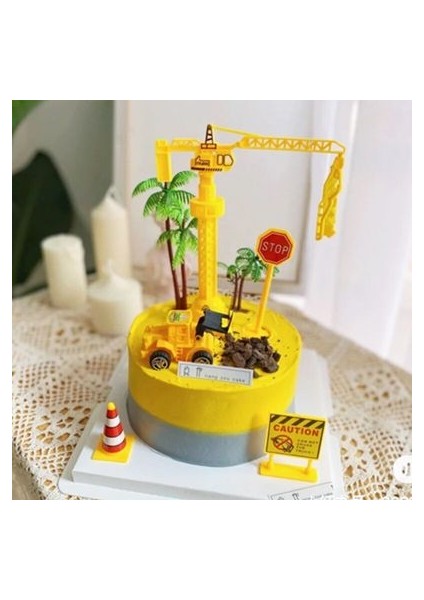 03 Mühendislik Araç Cupcake Süslemeleri Ekskavatör Kek Topper Çocuk Boys Mutlu Inşaat Araba Doğum Günü Partisi Pasta Dekorları Şekeri (Yurt Dışından)